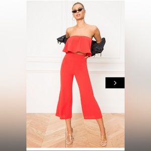 superdown Red Strapless Jumpsuit